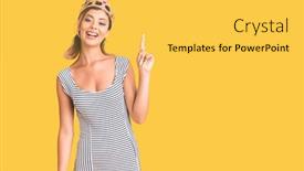  Presentation with king crown - PPT theme with young-beautiful-woman-wearing-king background and a yellow colored foreground