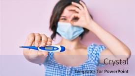  Presentation with medical sign - Colorful slide set enhanced with young-beautiful-woman-wearing-medical backdrop and a light blue colored foreground