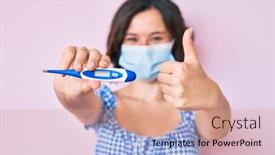  Presentation with medical sign - PPT theme having young-beautiful-woman-wearing-medical background and a coral colored foreground