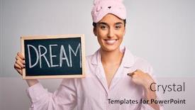  Presentation with sleep dream - Cool new PPT layouts with young-beautiful-woman-wearing-pajama backdrop and a soft green colored foreground