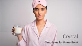  Presentation with pajama - Slide set enhanced with young-beautiful-woman-wearing-pajama background and a lemonade colored foreground