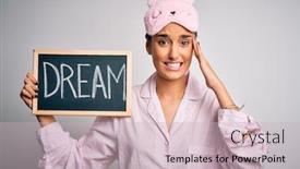  Presentation with sleep dream - Presentation featuring young-beautiful-woman-wearing-pajama background and a soft green colored foreground