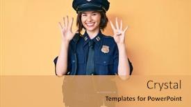  Presentation with police - Amazing presentation theme having young-beautiful-woman-wearing-police backdrop and a yellow colored foreground