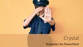  Presentation with police - Theme consisting of young-beautiful-woman-wearing-police background and a yellow colored foreground
