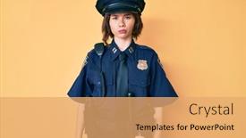  Presentation with police police - Slide deck enhanced with young-beautiful-woman-wearing-police background and a yellow colored foreground