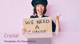  Presentation with police - PPT theme having young-beautiful-woman-wearing-police background and a lemonade colored foreground