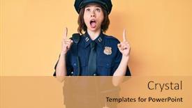  Presentation with police police - Slide set consisting of young-beautiful-woman-wearing-police background and a yellow colored foreground