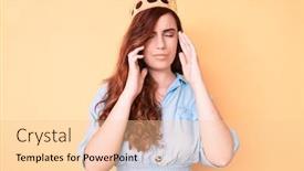  Presentation with princess - Colorful PPT theme enhanced with young-beautiful-woman-wearing-princess backdrop and a lemonade colored foreground