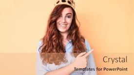  Presentation with princess - Audience pleasing PPT theme consisting of young-beautiful-woman-wearing-princess backdrop and a coral colored foreground