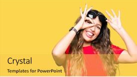  Presentation with sexy santa woman red - Colorful presentation design enhanced with young beautiful woman wearing red backdrop and a yellow colored foreground