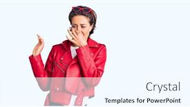  Presentation with breath - Cool new PPT theme with young-beautiful-woman-wearing-red backdrop and a cool aqua colored foreground