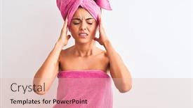  Presentation with migraine - Cool new PPT layouts with young-beautiful-woman-wearing-shower backdrop and a lemonade colored foreground