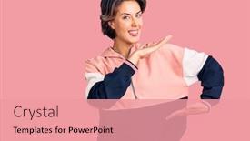  Presentation with sportswear - Slides enhanced with young-beautiful-woman-wearing-sportswear background and a coral colored foreground