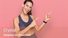  Presentation with sportswear - Beautiful PPT theme featuring young-beautiful-woman-wearing-sportswear backdrop and a coral colored foreground