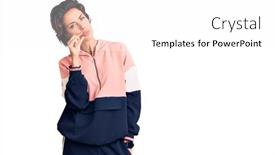  Presentation with lips mouth - Presentation theme with young-beautiful-woman-wearing-sportswear background and a pink colored foreground