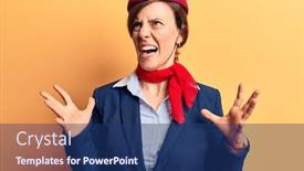  Presentation with yelling - Cool new presentation theme with young-beautiful-woman-wearing-stewardess backdrop and a ocean colored foreground