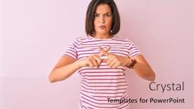  Presentation with negative - PPT layouts having young-beautiful-woman-wearing-striped background and a lemonade colored foreground