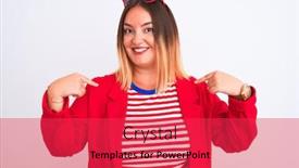  Presentation with fingers - Colorful slide deck enhanced with young-beautiful-woman-wearing-striped backdrop and a red colored foreground