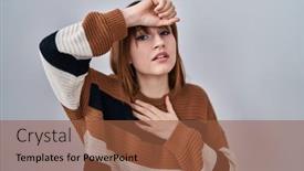  Presentation with flu virus - PPT theme having young-beautiful-woman-wearing-striped background and a tawny brown colored foreground