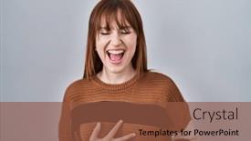  Presentation with woman body - Presentation design consisting of young-beautiful-woman-wearing-striped background and a  colored foreground