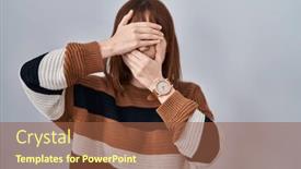  Presentation with emotion - Presentation design consisting of young-beautiful-woman-wearing-striped background and a tawny brown colored foreground