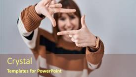  Presentation with creativity - Presentation design featuring young-beautiful-woman-wearing-striped background and a tawny brown colored foreground