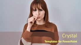  Presentation with lips mouth - Presentation theme consisting of young-beautiful-woman-wearing-striped background and a tawny brown colored foreground