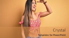  Presentation with far away - Colorful presentation theme enhanced with young-beautiful-woman-wearing-summer backdrop and a yellow colored foreground