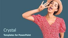  Presentation with summer - Cool new theme with young-beautiful-woman-wearing-summer backdrop and a ocean colored foreground