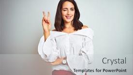  Presentation with victory - Audience pleasing presentation consisting of young-beautiful-woman-wearing-t backdrop and a light gray colored foreground