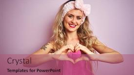  Presentation with hands heart - Slide deck enhanced with young beautiful woman wearing towel after shower over pink isolated background smiling in love showing heart symbol and shape with hands romantic concept background and a coral colored foreground