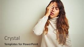  Presentation with woman covering man mouth hand - Slide deck enhanced with young-beautiful-woman-wearing-winter background and a mint green colored foreground