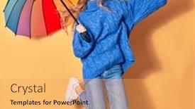  Presentation with winter - PPT layouts enhanced with young-beautiful-woman-wearing-winter background and a yellow colored foreground