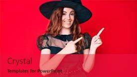  Presentation with costume - Amazing slides having young-beautiful-woman-wearing-witch backdrop and a red colored foreground