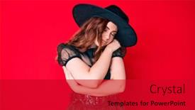  Presentation with self care - Cool new presentation theme with young-beautiful-woman-wearing-witch backdrop and a crimson colored foreground