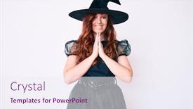  Presentation with praying hands - PPT layouts consisting of young-beautiful-woman-wearing-witch background and a sky blue colored foreground