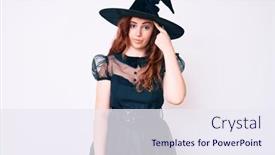  Presentation with acne woman - Amazing PPT layouts having young-beautiful-woman-wearing-witch backdrop and a sky blue colored foreground