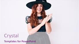  Presentation with together puzzle pieces beautiful - Colorful slide deck enhanced with young-beautiful-woman-wearing-witch backdrop and a sky blue colored foreground