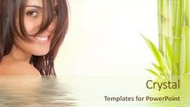  Presentation with water bamboo - Presentation having young beautiful woman with bamboo background and a soft green colored foreground