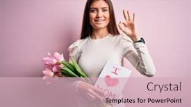  Presentation with young mothers - Slide deck consisting of young-beautiful-woman-with-blue background and a soft green colored foreground