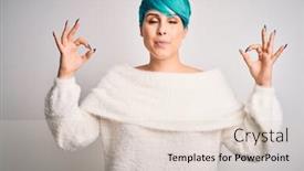  Presentation with coral reefs blue water beautiful sky - Amazing PPT theme having young-beautiful-woman-with-blue backdrop and a lemonade colored foreground