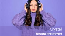  Presentation with blue music - PPT layouts enhanced with young-beautiful-woman-with-blue background and a violet colored foreground