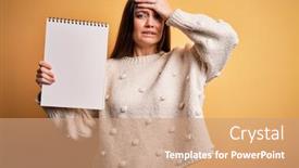  Presentation with shame - Audience pleasing slide set consisting of young-beautiful-woman-with-blue backdrop and a coral colored foreground