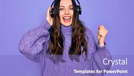  Presentation with blue eyes - PPT layouts having young-beautiful-woman-with-blue background and a violet colored foreground