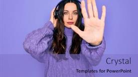  Presentation with blue music - Presentation design having young-beautiful-woman-with-blue background and a light blue colored foreground