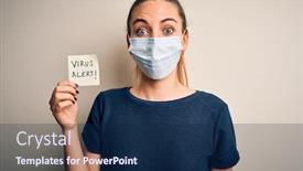  Presentation with alert - Slide set with young-beautiful-woman-with-blue background and a navy blue colored foreground