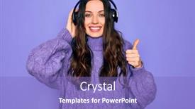  Presentation with blue music - Presentation theme enhanced with young-beautiful-woman-with-blue background and a violet colored foreground