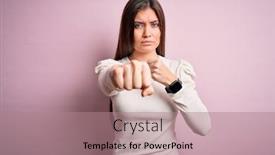  Presentation with blue eyes - Audience pleasing PPT theme consisting of young-beautiful-woman-with-blue backdrop and a coral colored foreground