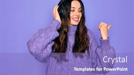  Presentation with blue music - Beautiful presentation design featuring young-beautiful-woman-with-blue backdrop and a violet colored foreground