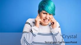  Presentation with blue music - Amazing slide deck having young-beautiful-woman-with-blue backdrop and a light blue colored foreground